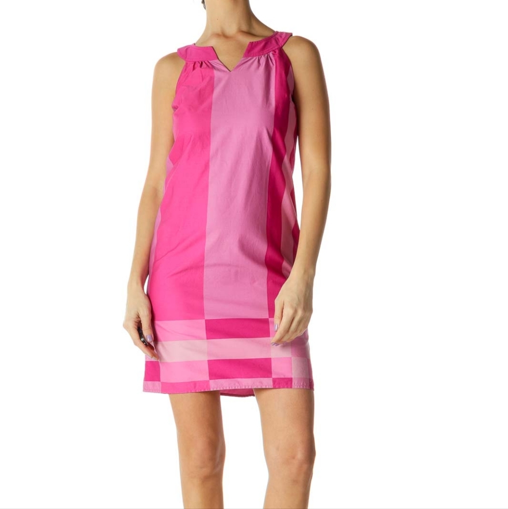 Love Pink Striped Block Pink Sleeveless Shift Dress
